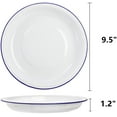 thumbnail image 2 of Pack of 5 Enamel Plates, 9.5" Unbreakable Enamelware Dinner Serving Platter Trays, Retro White Round Shallow Bowls with Blue Rim for Pasta, Salad, Camping, Outdoor, Picnic, BBQ, 2 of 5