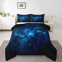 Homewish Starry Sky 3 Pieces Queen Comforter Set For Preppy Children Kids,Universe Galaxy Ultra Soft Bedding Sets,Cosmos Nebula Bedding Comforter Set,Breathable Home Decor,Reversible