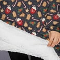 thumbnail image 3 of Oversized Wearable Blanket Hoodie,Dark Christmas Drink and Cookie Pattern Sherpa Blanket Hoodie with Super Pockets,Super Warm Fuzzy Pullover for Women & Men, 3 of 6