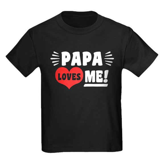 CafePress - Papa Loves Me Kids Dark T Shirt - Dark T-Shirt Kids XS-XL