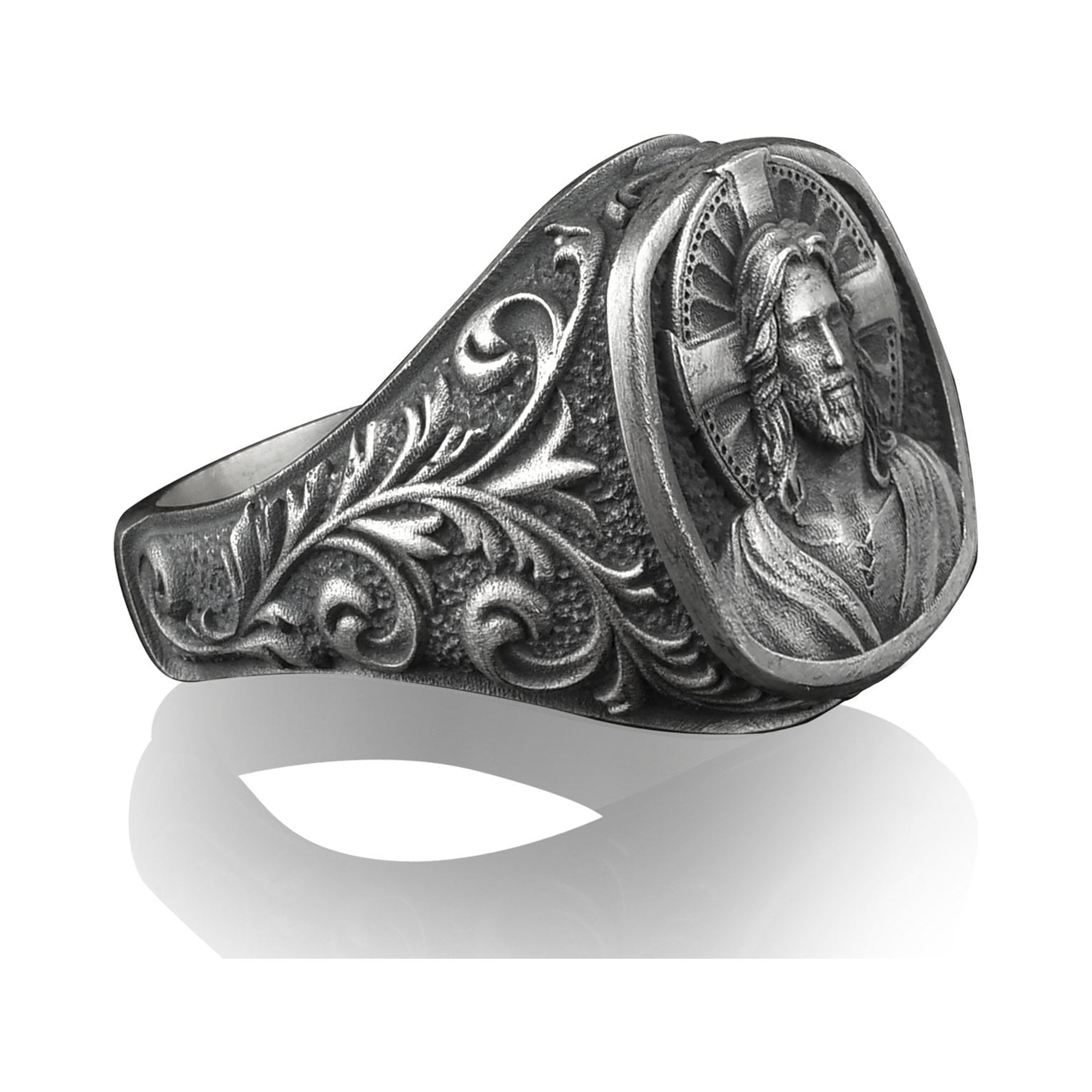 Men's 925 Sterling Silver Icy Bling CZ Jesus Cross Rectangle Ring – ASR213