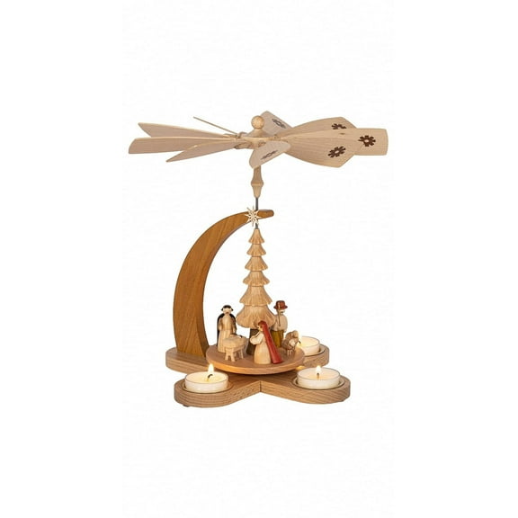 German christmas pyramid Nativity scene, height 27 cm / 11 inch, original Erzgebirge by Richard Glaesser Seiffen