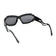 thumbnail image 4 of Mens Unique Elabroate Futuristic Wrap Around Sport Plastic Sunglasses All Black, 4 of 4