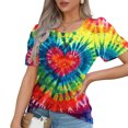 thumbnail image 4 of Womens Tie-Dye T Shirts Summer Fashion Tunic Tops for Leggings Colorful Round Neck Short Sleeve Tee, 4 of 7