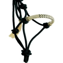 Black Nylon Rope Horse Nose Band Halter – Braided Stable Tack Without Snap or Lead Rope