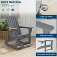 thumbnail image 6 of 4-in-1 Adirondack Rocking Chair, HDPE All Weather Outdoor Adirondacks Rocking Chair with Retractable Ottoman ＆ 2 Cup Holders, Multifunctional Patio Chair for Porch, Backyard, Pool, 6 of 8