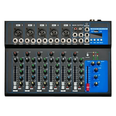 Depusheng FD7 Professional Audio Mixer with 7 Channels Portable DJ Mixing Console With USB Interface for Performance