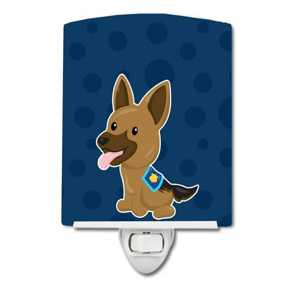 Caroline's Treasures BB7010CNL Police German Shepherd Ceramic Night Light, 6x4x3", multicolor