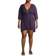 thumbnail image 5 of Time and Tru Women's Plus Size Solid Crochet Swimsuit Coverup, 5 of 6