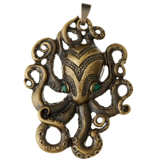 Bead Landing Found Objects Antique Brass Octopus Pendant, 12 Pack