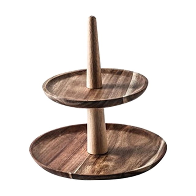Abbracc Wooden Cake Stand Dessert Plate Home Decor Rustic Round Wood Cake s Serving 2 layer