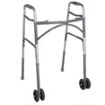 thumbnail image 1 of Drive Medical Déambulateur Pliant Bariatrique à 2 Boutons avec Roues, Argent (Aluminium), 1 of 1