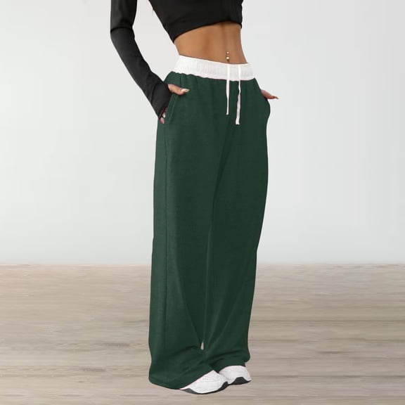 Endives Women's Sweatpants Baggy Pants Casual Fashion Patchwork Color Drawstring Wide Leg Casual Pants 2025