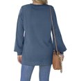 thumbnail image 4 of Fashnice Hauts pour Femmes Chandail en Molleton Col Rond Manches Longues Chandail Doux Automne Chandails en Molleton Bleu Paon L, 4 of 6