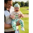 thumbnail image 4 of BemeyourBBs Newborm Baby Boy Spring Summer Fall Clothes Infant Baby Boy Golf Outfit Letter Golf Print Short Sleeve Romper Long Pants And Hat Set, 4 of 9