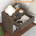 thumbnail image 6 of Frmobepts Fluted Nightstand with Charging Station, 22" Modern Side Table with Drawer End Table with Open Storage, Bedside Table for Bedroom, Living Room,Walnut, 6 of 9