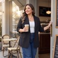 thumbnail image 3 of Agnes Orinda Women's Plus Size Blazer Lapel Long Sleeves Button Down Business Casual Suit Jacket with Pockets 2X Black, 3 of 8