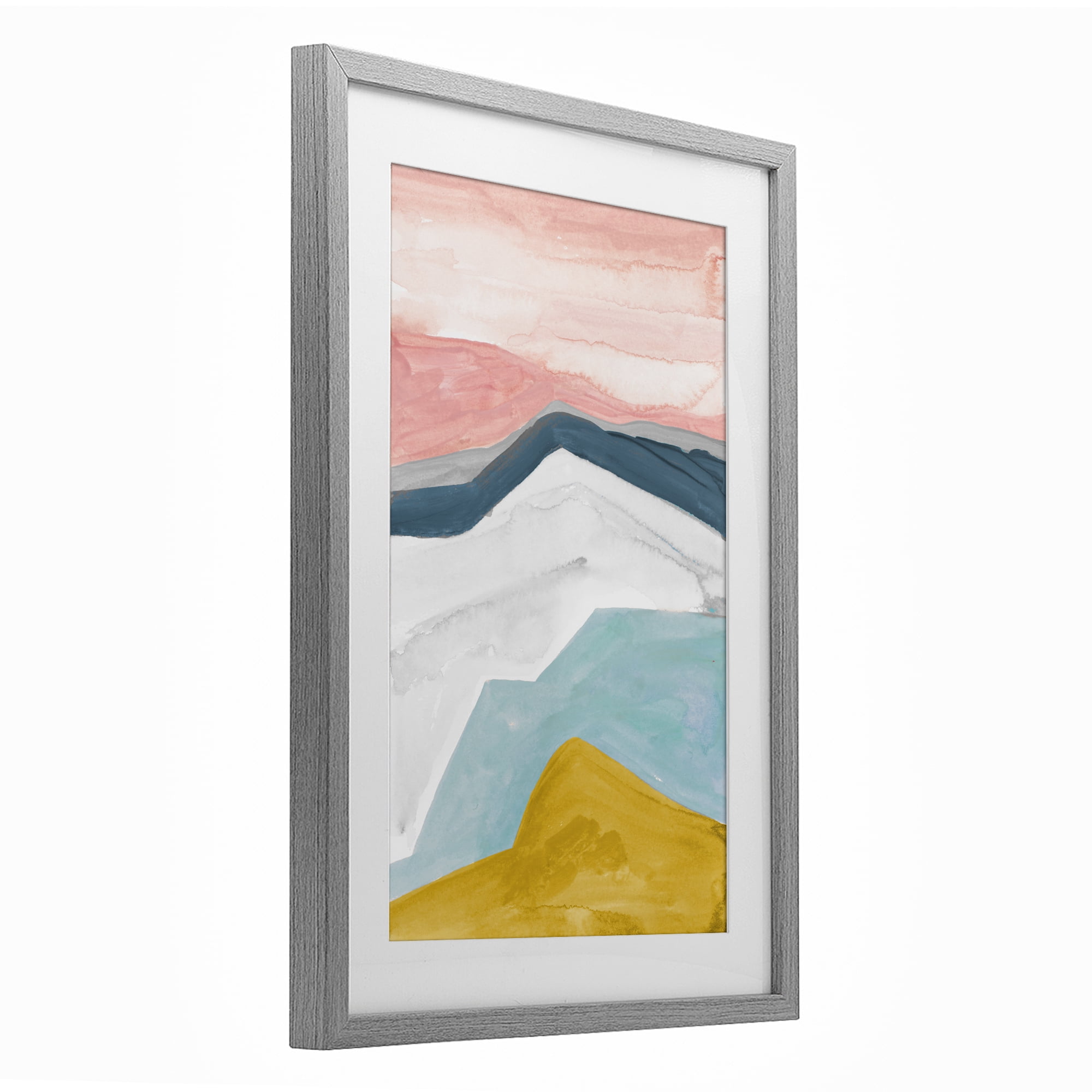 Stupell Industries Pastel Geometric Mountains Gray Framed Print Under Glass, design by B. Danelle