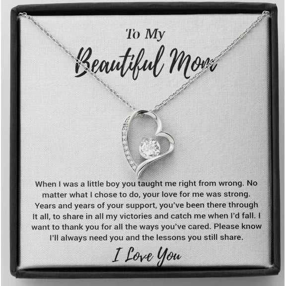 To My Beautiful Mom Mom Birthday Mother’S Day Necklace, A Meaningful Necklace Perfect For Anniversaries, Birthdays, Valentine V7094, White Forever Love Necklace
