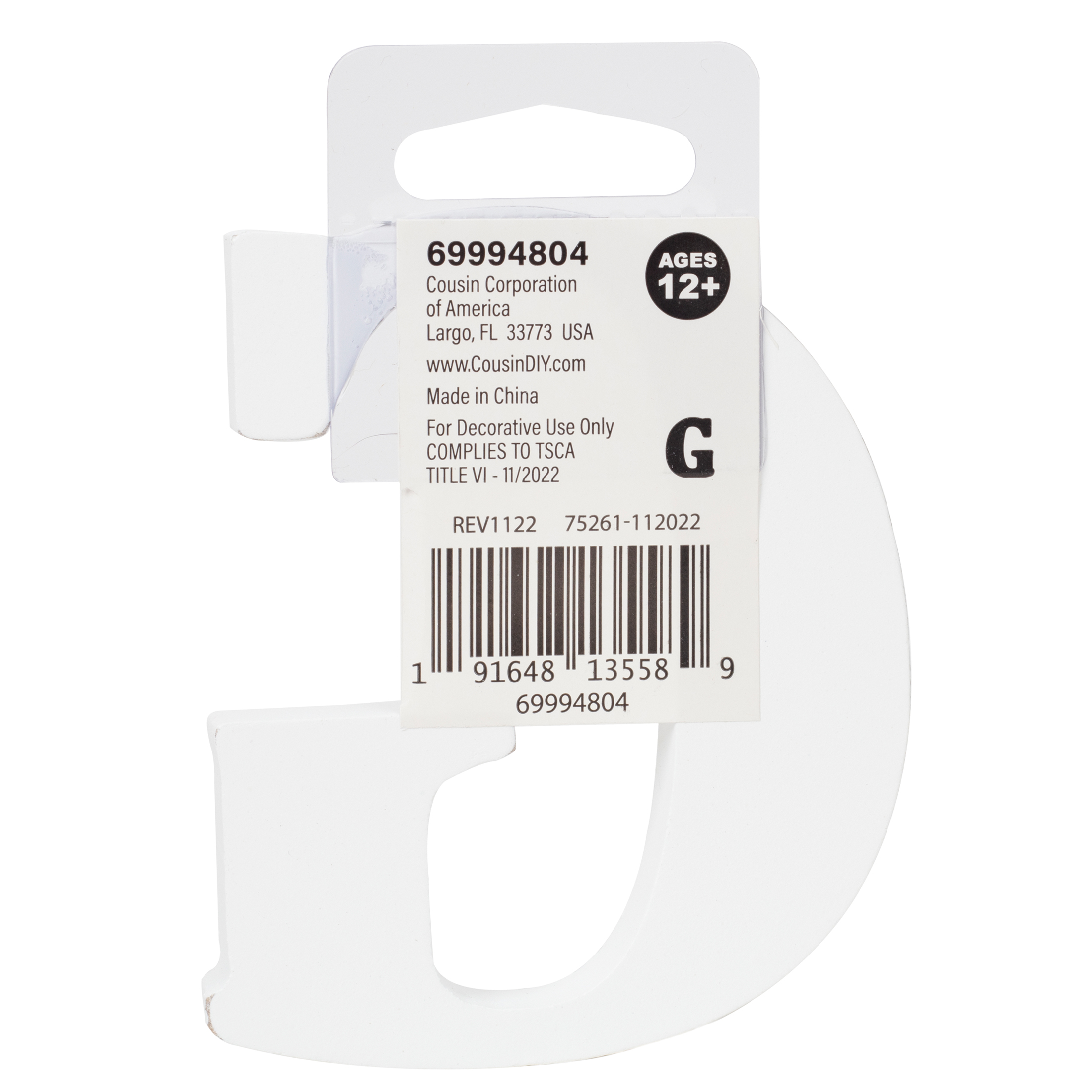 Cousin DIY 3" White Wood Letter G