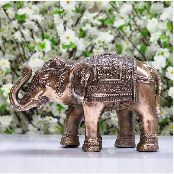 Elephant Statue in Bronze Elephant Figurine Perfect for Home Decor Elephant Showpiece for Table Decor Handcrafted Elephant Sculpture Decor Gift Indian Wedding Decor - AtoZ India Cart