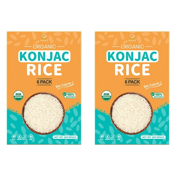 Soeos Organic Dried Konjac Rice 40G*6Pack, 2 Packs, Total of 80g