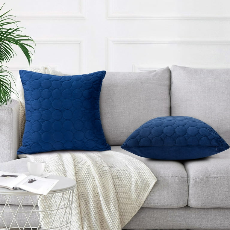 2Pcs Super Soft Decorative Velvet Cushion Covers Quilted Polka Dot