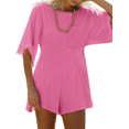 thumbnail image 3 of Women Summer Jumpsuit Casual Short Sleeve Round Neck Shorts Romper, 3 of 3