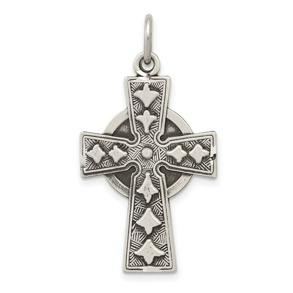 Sterling Silver Antiqued Irish Cross Pendant - Measures 26.85x18.4mm Wide
