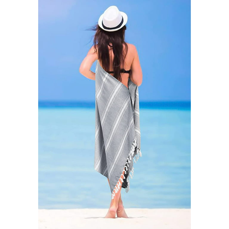 BELIZZI HOME Peshtemal Turkish Towel 100% Cotton Chevron Beach Towels  Oversized 36x71 Set of 6, Beach Towels for Adults, Soft Durable Absorbent  Extra Large Bath Sheet Hammam Towel - Charcoal Grey 