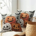 thumbnail image 5 of Halloween Pillow Covers 18x18 Inch Set of 2 Vintage Pumpkin Bat Spider Web Outdoor Throw Pillows Happy Halloween Spooky Holiday Pillowcases for Bed Couch Home Decor, 5 of 8
