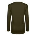 thumbnail image 4 of Pejock Women's Long Sleeve V Neck Ribbed Knit Button T Shirts Henley Solid Color Plus Size Spring Fall Tops Army Green L (US Size:8), 4 of 6
