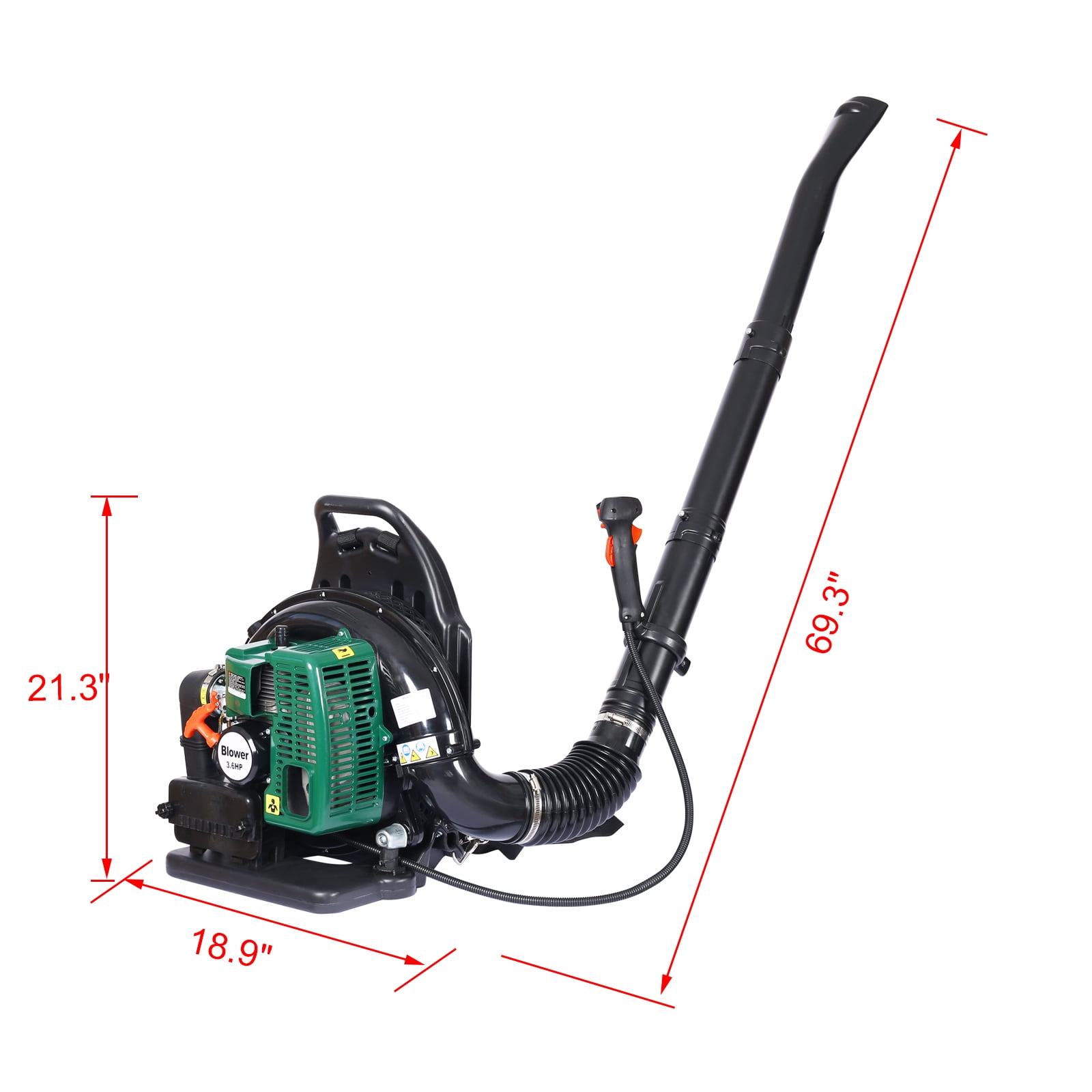 Backpack Leaf Blower, 63.3cc 2-Cycle Engine Gas Powered Leaf Blower with Nozzle Extension and Adjustable Straps for Lawn Garden Care, Max 750CFM
