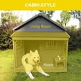 thumbnail image 4 of 44.2"L x 44.6"W Large Wooden Dog House, Weatherproof Balcony Doghouse with Asphalt Roof, Large Terrace, Cabin House Style Pet Houses for Indoor, Outdoor, Lockable Wooden Doors, Grey, 4 of 9