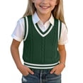 thumbnail image 2 of HAiming Kids Uniform Sweater Vest Knitted Sleeveless School Shirts Color Block V Neck Casual Fall Going out Blouses, 2 of 8