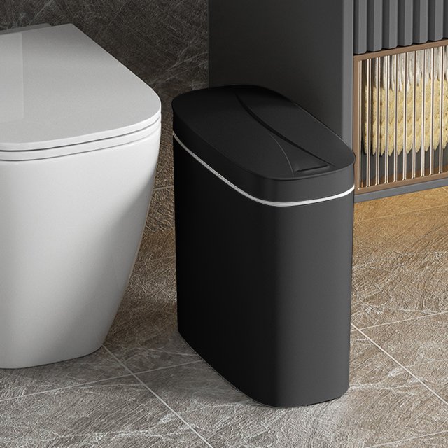 Cubo de basura automático de 14L Cubo de basura impermeable IPX5 para baño de espacio estrecho