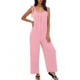 thumbnail image 4 of Sentmoon Womens Rompers Dressy Sleeveless Crew Neck Jump Suits for Womens Solid Color Pleated Regular Fit Summer Outfits for Concert and Rave S-2XL, 4 of 6