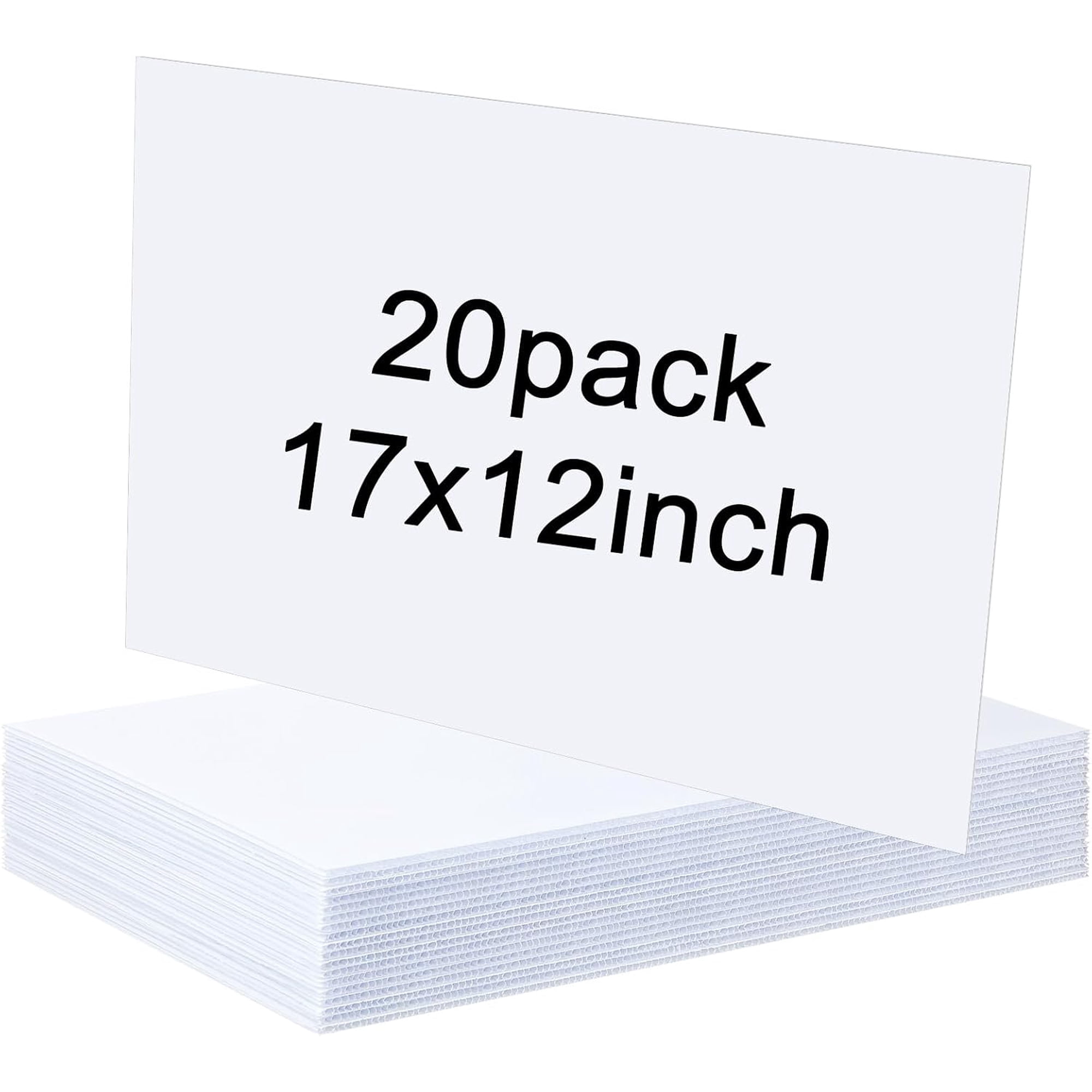 20 Pack 17×12 Inch White Corrugated Plastic Sign Blank Board | Double Sided Yard Sign Corrugated Poster Board for Garage Sale, Rent, Birthday Party, Guidepost Decorations