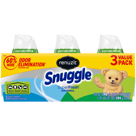 Renuzit Snuggle Adjustable Gel Air Freshener Cones, SuperFresh Original Scent, Odor Elimination, 3 Cones