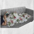 thumbnail image 6 of Hawaii Soft Flannel Fleece Throw Blanket, Aquarelle Effect Palm Trees Hibiscus Flowers Romantic Summer Bloom, Cozy Plush for Indoor and Outdoor Use, 50" x 70", Reseda Green Pale Pink, by Ambesonne, 6 of 6