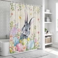 thumbnail image 6 of Easter Rabbit Shower Curtain, Waterproof Shower Curtains for Bathroom, Spring Colorful Eggs Wildflowers Leaves Washable Fabric Bathtub Curtain Set Bath Decor with 12 Hooks 72"x78", 6 of 8