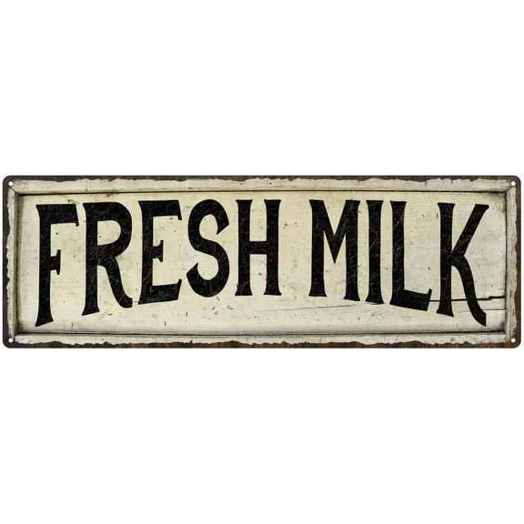 FRESH MILK Farmhouse Style Wood Look Sign Gift 6x18 Metal Decor 106180028171