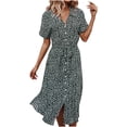 thumbnail image 2 of TopLLC Robe Sans Manches à Col Rond pour Femmes, Robe d'Été Décontractée à Manches Courtes avec Boutons et Lacets, 2 of 6