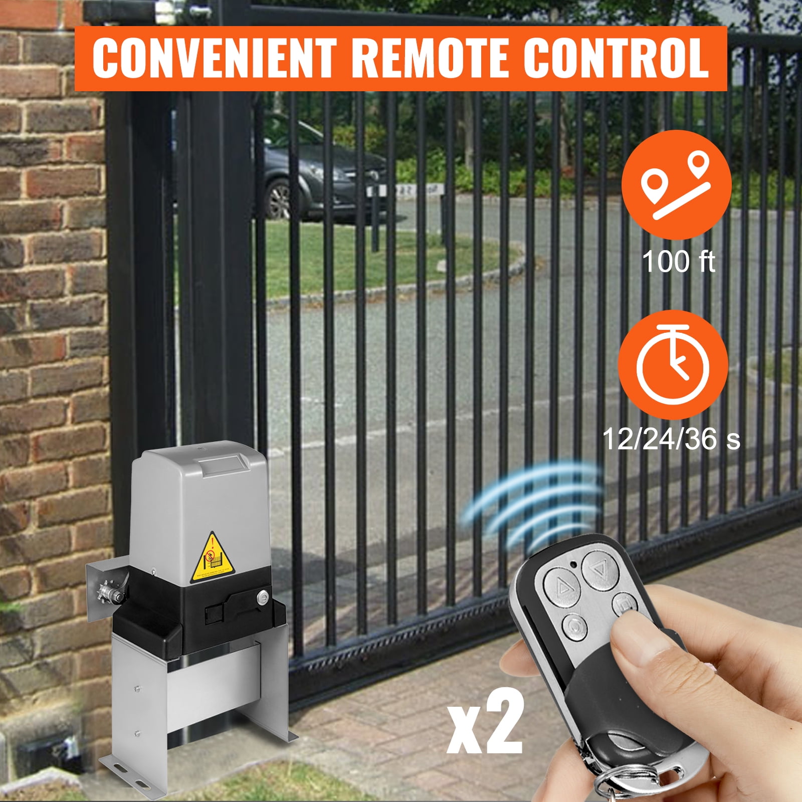 KFFKFF Automatic Gate Opener 3300lb with Infrared Security Photocell Sensor with 2 Remote Controls Sliding Gate Opener Move Speed 43ft Per Min