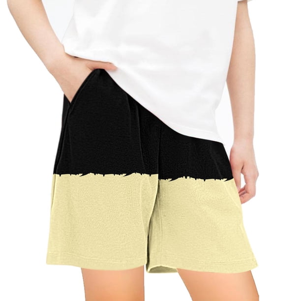 Odeerbi 5-14 Años Niños Niñas Entrenamiento de Verano Deportivo Pantalones Cortos Bloque de Color Impresión Suelto Casual Pantalones Cortos Con Bolsillos