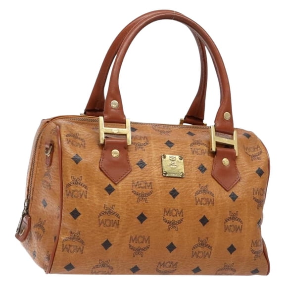 Pre-Owned MCM Visetos Logogramme Canvas And Leather Brown Pvc Handbag