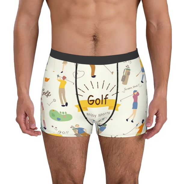 Fotbe Golf Icons And Golfer Calzoncillos Tipo Boxer con Bolsa de Soporte Total para Hombre, X-Temp Fresco, Transpirable y de Secado Rápido-Large