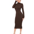 thumbnail image 6 of cfhntfmh Casual Dresses for Women Fall Soft Long Sleeve Bodycon Dress Turtleneck Midi Club Party Pencil Dresses, 6 of 7