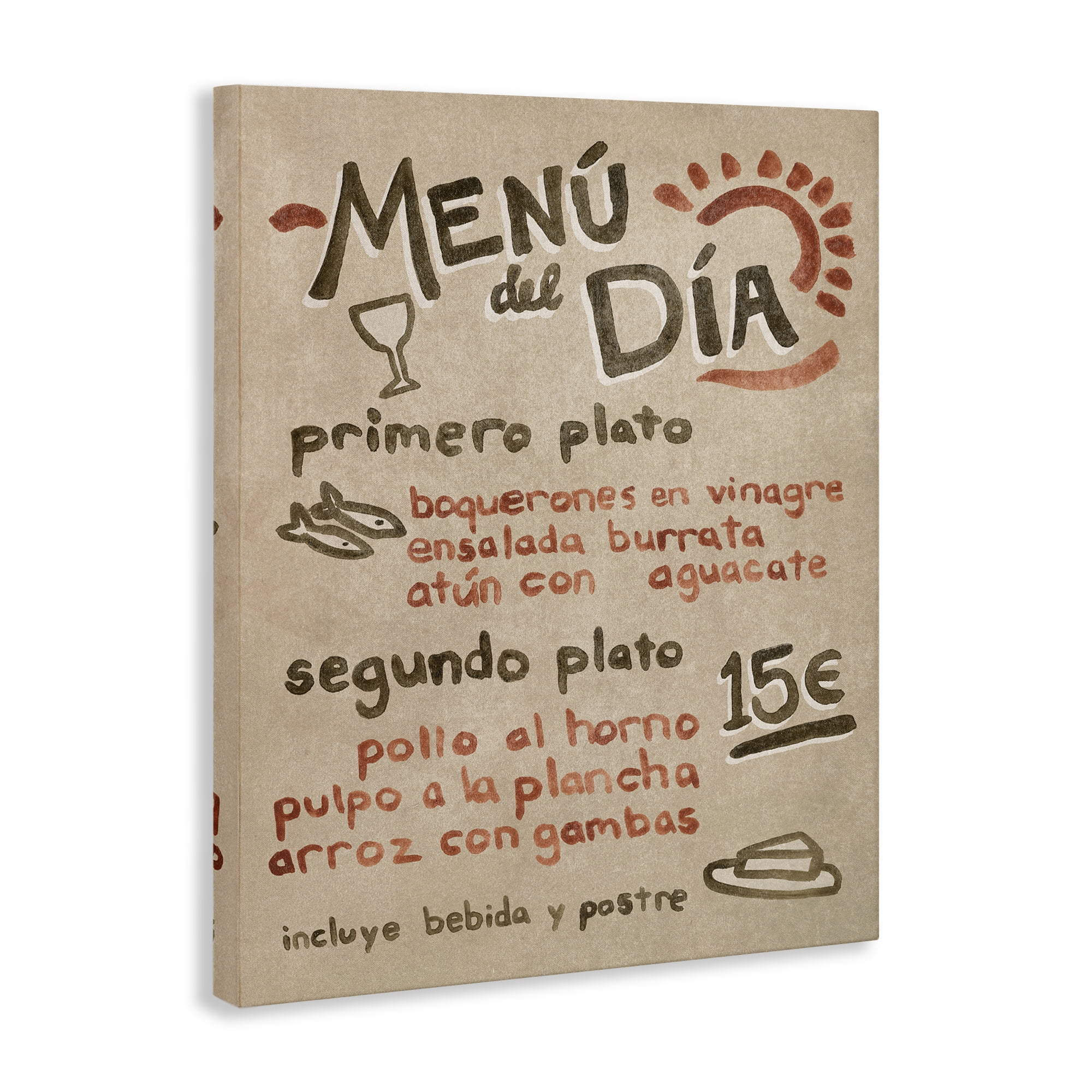 Stupell Industries Spanish Restaurant Menu Food & Beverage Painting Wrapped Canvas Art Print Wall Art, 24 x 30