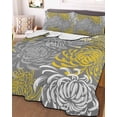 thumbnail image 3 of Quilts Queen Size, Yellow Gray Floral Soft Comforter Bedding Set for Bed, Farmhouse Retro Abstract Flowers Art Lightweight Quilted Bedspread with Pillow Cover(2 Pieces) for All Season, 90x96 Inch, 3 of 6